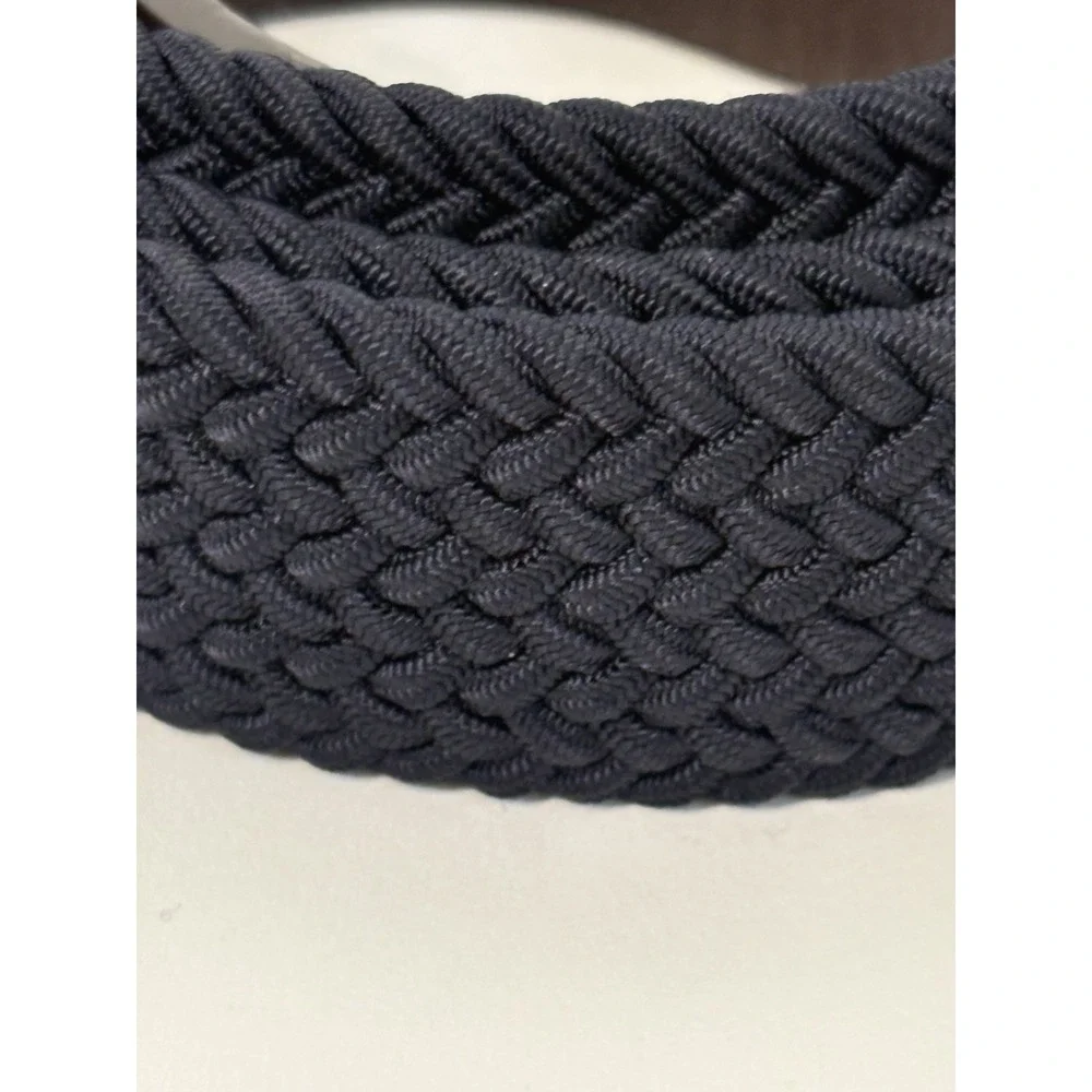 Holderness And Bourne Men 38 Brown Leather Navy Blue Fisher Braided Stretch Belt